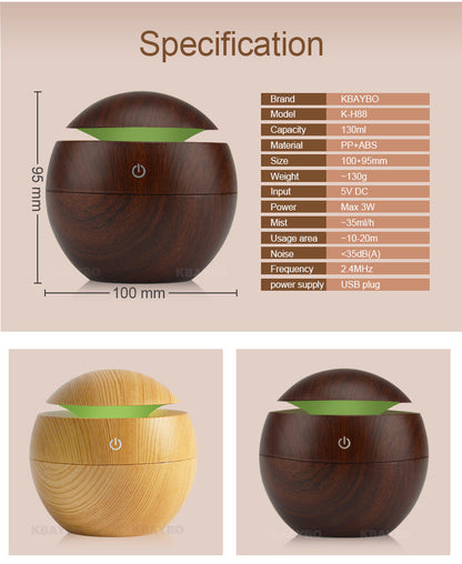 USB Aroma Essential Oil Ultrasonic Cold Steam Diffuser Air Humidifier Purifier 7 Color Change LED Night Light for Home Office Louisiana Mart