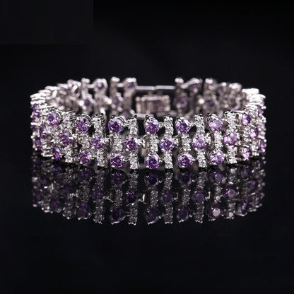 Luxury AAA Zircon Bracelet – Blue Crystal Hand Accessory | Factory Hot Sale 17.8cm