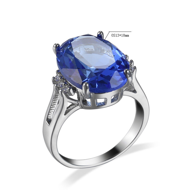 Blue Black Zircon Decorative Ring