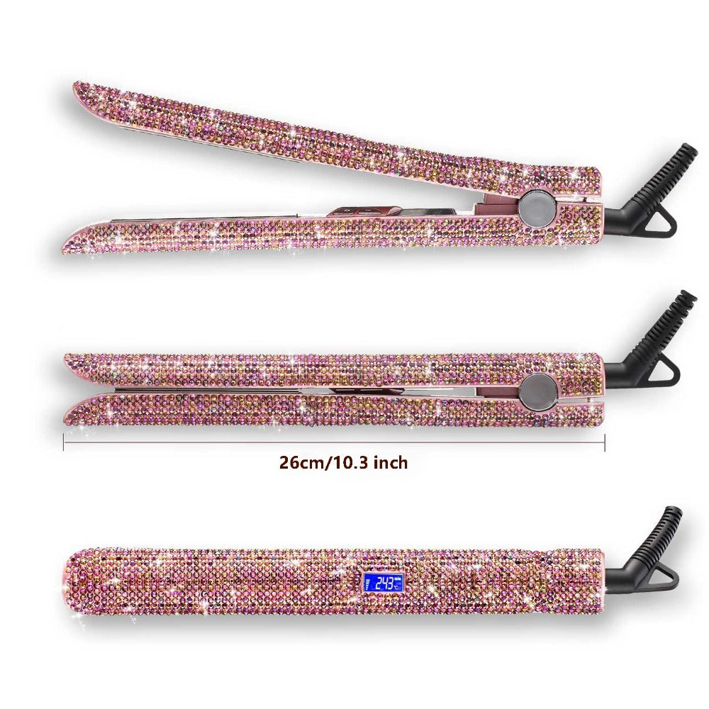 Professional Glitter Hair Flat Iron Titanium Plate Diamond Hair Straightener Crystal Hair Styling Hot Tools Louisiana Mart