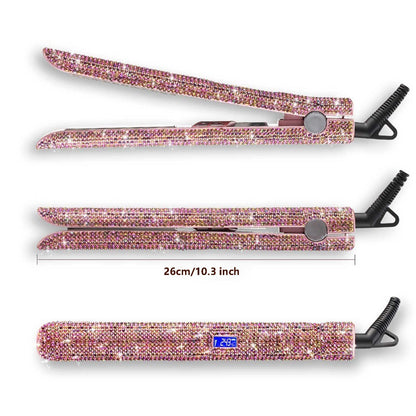 Professional Glitter Hair Flat Iron Titanium Plate Diamond Hair Straightener Crystal Hair Styling Hot Tools Louisiana Mart