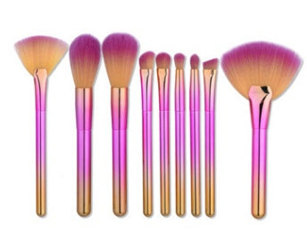 Makeup Brush Set – 9 Pcs Fan, Eye & Powder Brushes