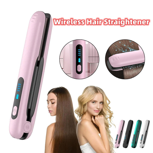 Wireless Hair Straightener Flat Iron Mini 2 IN 1 Roller USB 5000mAh Max 200 Degree Portable Cordless Curler 4 Levels Dry And Wet Uses Louisiana Mart