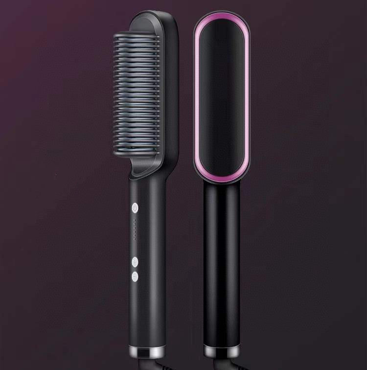 New 2 In 1 Hair Straightener Hot Comb Negative Ion Curling Tong Dual-purpose Electric Hair Brush Louisiana Mart