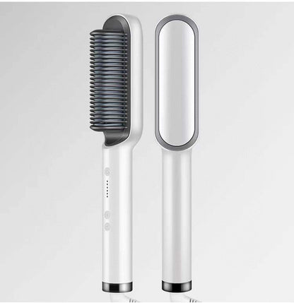 New 2 In 1 Hair Straightener Hot Comb Negative Ion Curling Tong Dual-purpose Electric Hair Brush Louisiana Mart