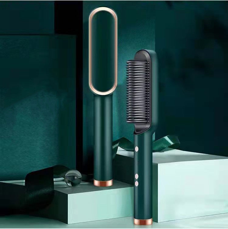 New 2 In 1 Hair Straightener Hot Comb Negative Ion Curling Tong Dual-purpose Electric Hair Brush Louisiana Mart