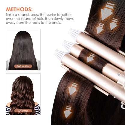 Three-Cylinder Ceramic Ion Big Wave Ceramic Curling Iron Three-Cylinder Curling Iron