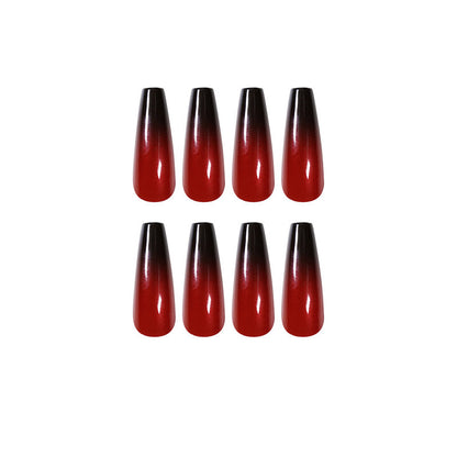 Red And Black Gradient Long Ballet Wear Nails Finished Fake Nails Nail Patch 24 pieces