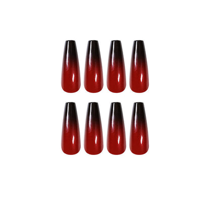 Red And Black Gradient Long Ballet Wear Nails Finished Fake Nails Nail Patch 24 pieces