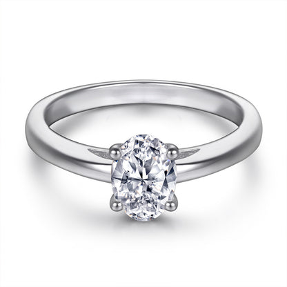 Oval Zircon Silver Ring Female Niche High Sense