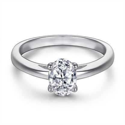 Oval Zircon Silver Ring Female Niche High Sense