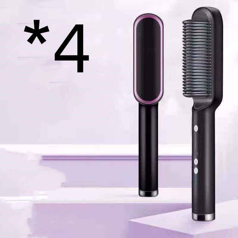 New 2 In 1 Hair Straightener Hot Comb Negative Ion Curling Tong Dual-purpose Electric Hair Brush Louisiana Mart