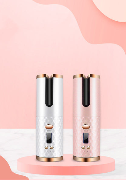 Rechargeable Automatic Hair Curler Women Portable Hair Curling Iron LCD Display Ceramic Curly Rotating Curling Wave Styer Louisiana Mart