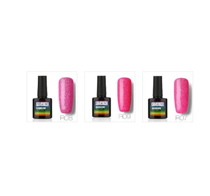 Nail free, long-lasting, non-toxic, nail polish, ROSALIND phototherapy glue, star studded rainbow system. Louisiana Mart
