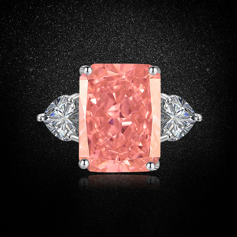 Rock Candy Square Diamond Ring Paparazha Artificial Cultivation