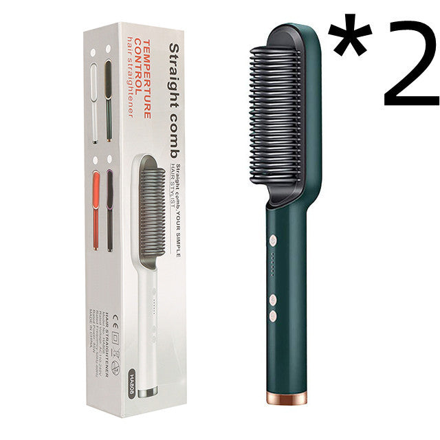 New 2 In 1 Hair Straightener Hot Comb Negative Ion Curling Tong Dual-purpose Electric Hair Brush Louisiana Mart