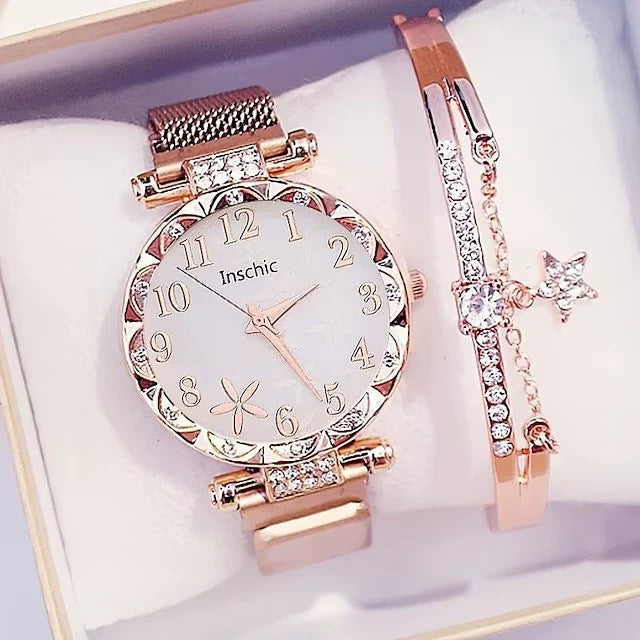 Women's Rhinestone Watch Bracelet Set