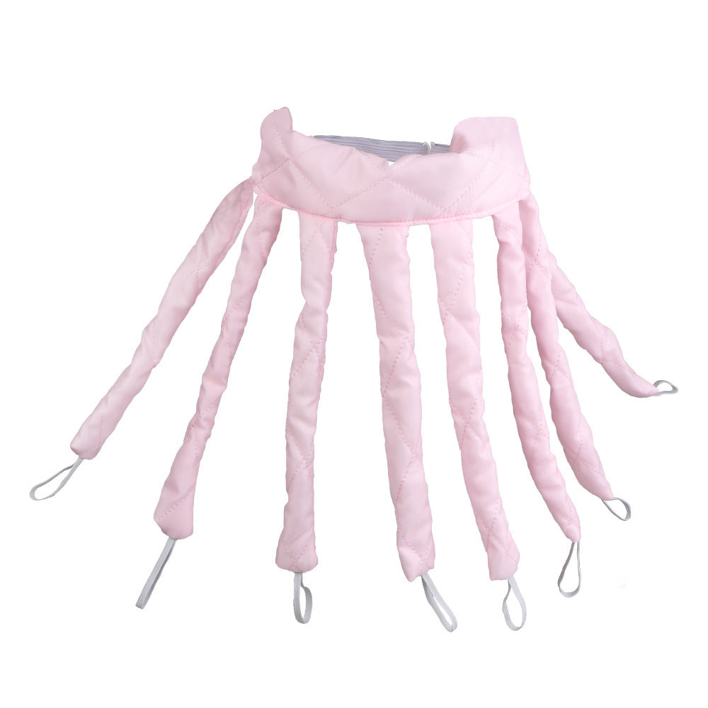 Lazy Hair Curler featuring a pink 8-claw design for heatless overnight styling without clips.
