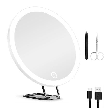 White-Black Options -- 1Pc 30X Magnifying Mirror With Light 3 Colors Dimmable Brightness Included Tweezer Scissor Travel Magnifying Makeup Mirror With Suction Cup 360 Degree Adjustable Stand Louisiana Mart