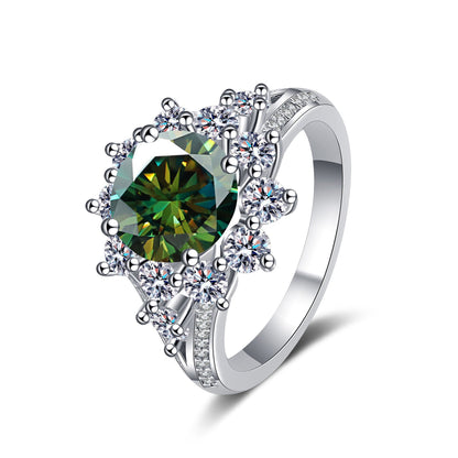 925 Sterling Silver Ring Female 3 Karat Color Moissanite Affordable Luxury Style Ring