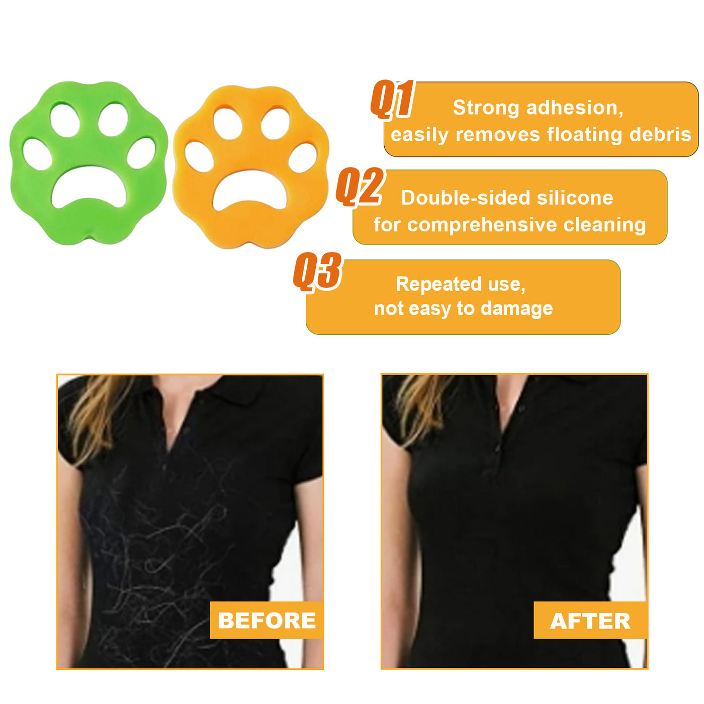 2-Pack Reusable Pet Hair Remover for Laundry – Non-Toxic Lint Catcher for Washer & Dryer, Dog & Cat Hair Catcher for Bedding, Clothes, and Towels