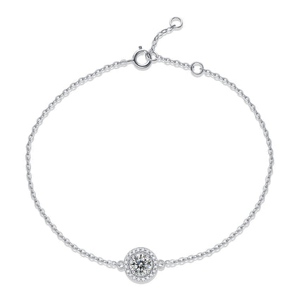 S925 Silver Light Luxury Moissanite Round Bag Bracelet