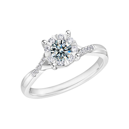 Silver Ring Women's High-grade Classic Four-claw Interwoven Snowflake Ornament