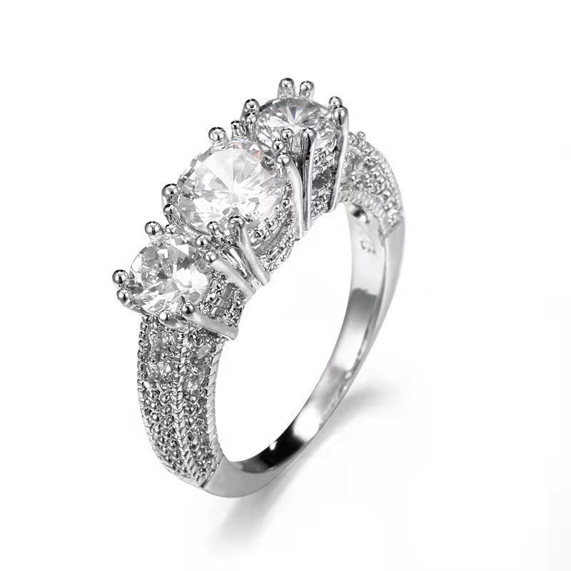 Wish Cross-border AliExpress European And American Three Stone Ring