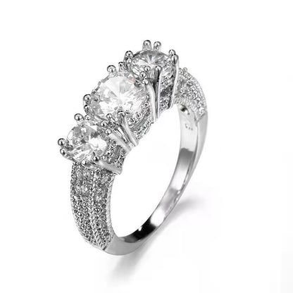 Wish Cross-border AliExpress European And American Three Stone Ring