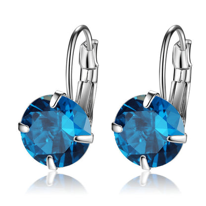 Single Zircon Colorful Ear Clip Simple Fashion Elegant European And American