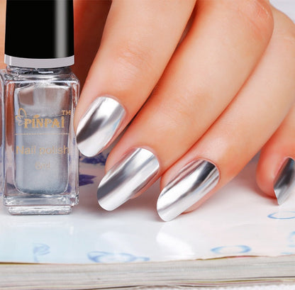Metallic Mirror Silver Nail Polish – 6ml Environmental Formula | Mirror Base Oil