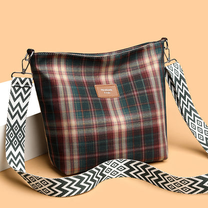 Best Large Capacity Commuter Messenger Bag 2026 – Contrast Color Check One-Shoulder Bag