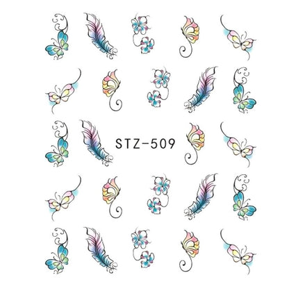 1pcs Nail Sticker Butterfly Flower Water Transfer Decal Sliders for Nail Art Decoration Tattoo Manicure Wraps Tools Tip JISTZ508 Louisiana Mart