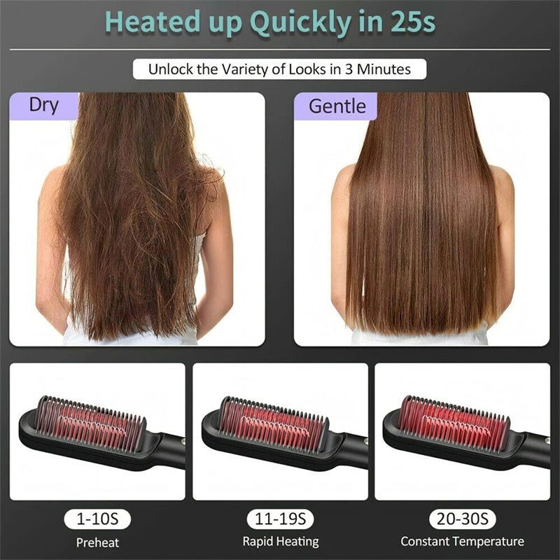 New 2 In 1 Hair Straightener Hot Comb Negative Ion Curling Tong Dual-purpose Electric Hair Brush Louisiana Mart
