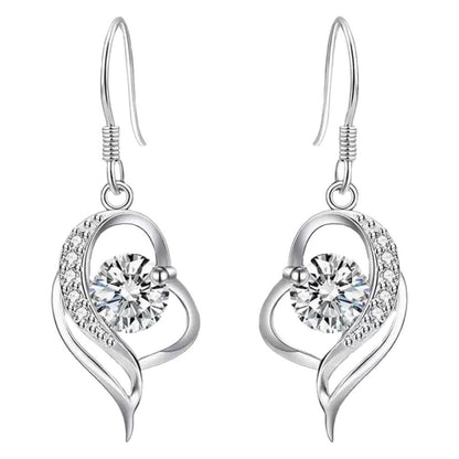 Micro Inlaid Zircon Simple Personality Elegant Heart Ear Hook