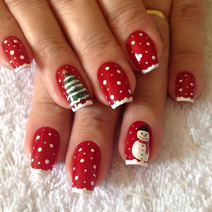 24pcs Christmas False Nails Hat Striped Snowflake Nail Art Stickers For Parties Dances Or Holiday Wear Louisiana Mart