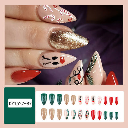 24pcs Christmas False Nails Hat Striped Snowflake Nail Art Stickers For Parties Dances Or Holiday Wear Louisiana Mart