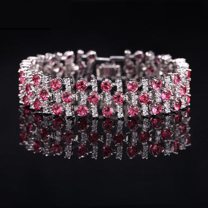 Luxury AAA Zircon Bracelet – Blue Crystal Hand Accessory | Factory Hot Sale 17.8cm