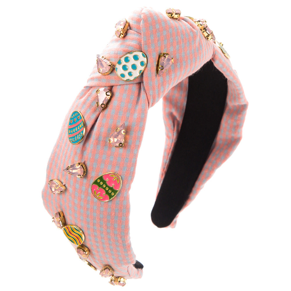 Fashion Plaid Fabric Hand-stitched Easter Headband