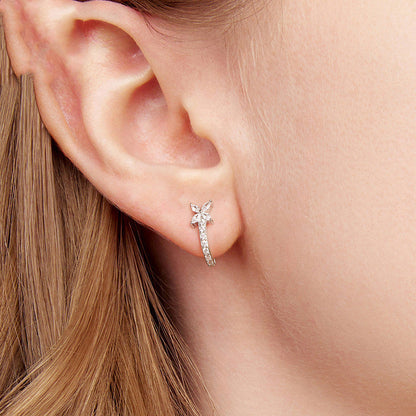 Original S925 Sterling Silver White Gold Plated Autumn Leaves Ear Clip Exquisite Small Leaves
