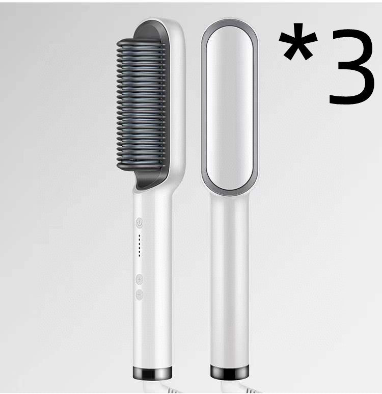 New 2 In 1 Hair Straightener Hot Comb Negative Ion Curling Tong Dual-purpose Electric Hair Brush Louisiana Mart