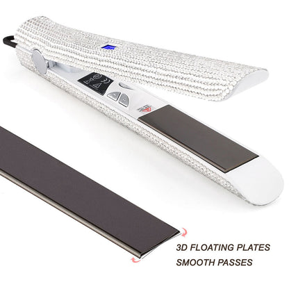 Professional Glitter Hair Flat Iron Titanium Plate Diamond Hair Straightener Crystal Hair Styling Hot Tools Louisiana Mart
