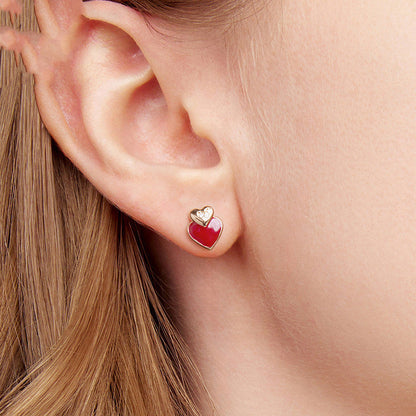 Hong Kong Style S925 Sterling Silver Heart-shaped Stud Earrings