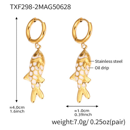 Stainless Steel Koi Pendant Necklace Earrings Jewelry