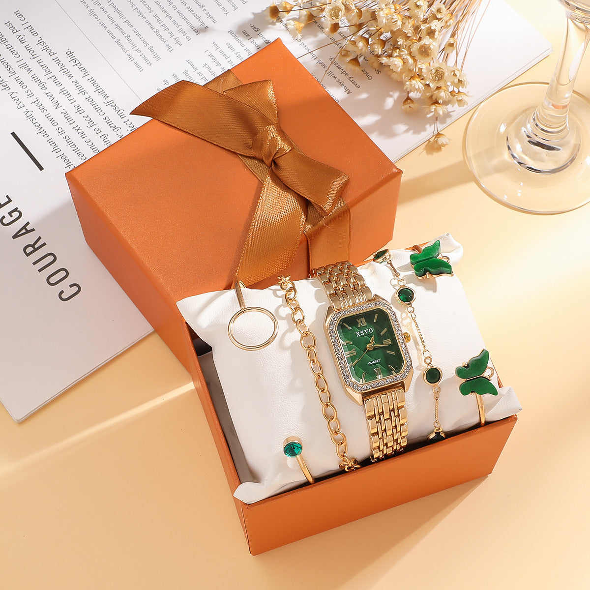 women's square watch set