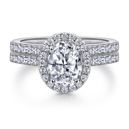 Oval Zircon Silver Ring Female Niche High Sense