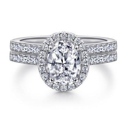Oval Zircon Silver Ring Female Niche High Sense