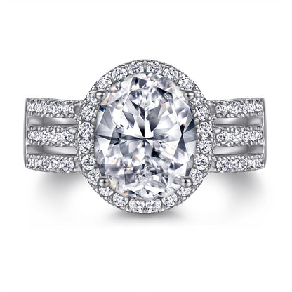 Oval Zircon Silver Ring Female Niche High Sense