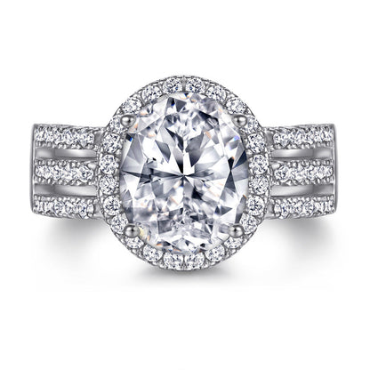 Oval Zircon Silver Ring Female Niche High Sense