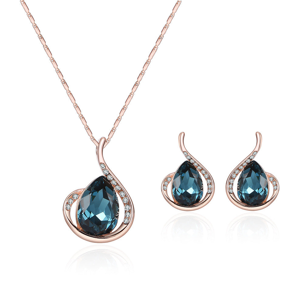 Bridal Jewelry Set Crystal Necklace Earrings Wedding Gift